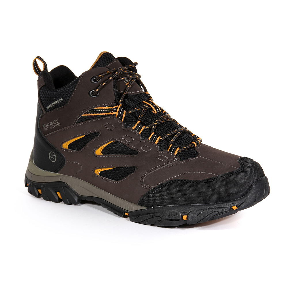 Regatta Mens Holcombe IEP Mid Waterproof Walking Boots (Peat/Inca Gold)