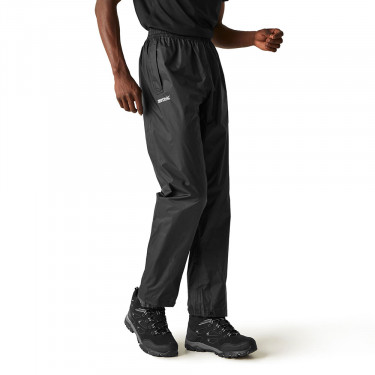 Regatta Mens Pack-It Waterproof Overtrousers (Black) - Model Front