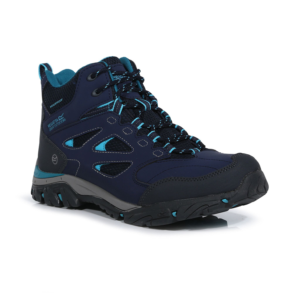 Regatta Womens Holcombe IEP Mid Waterproof Walking Boots (Navy/Azure Blue)