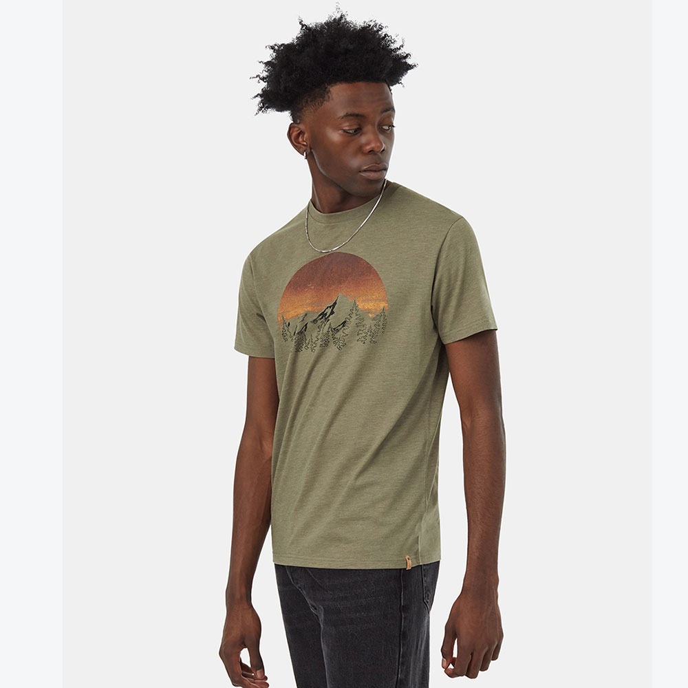 Tentree Mens Vintage Sunset T-Shirt (Deep Lichen Green)