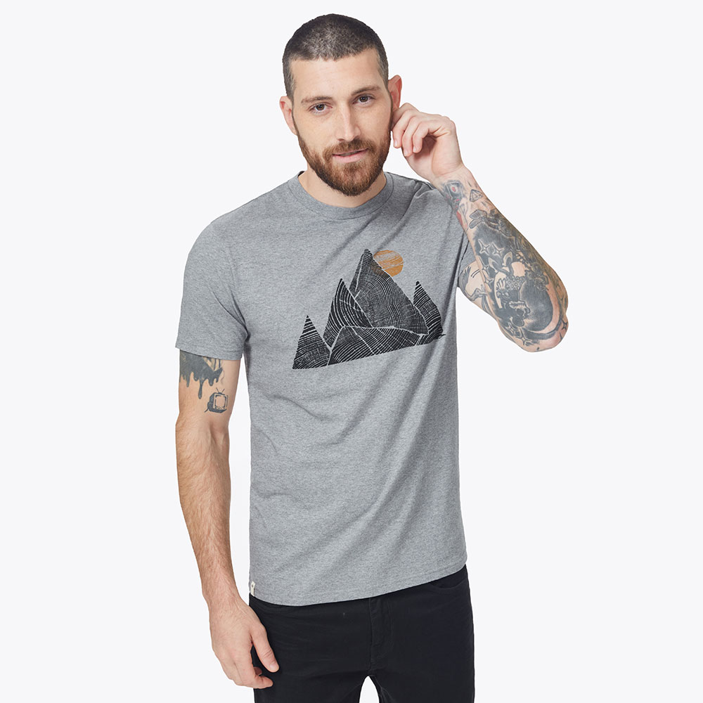 Tentree Mens Mountain Peak T-Shirt (Grey Heather)