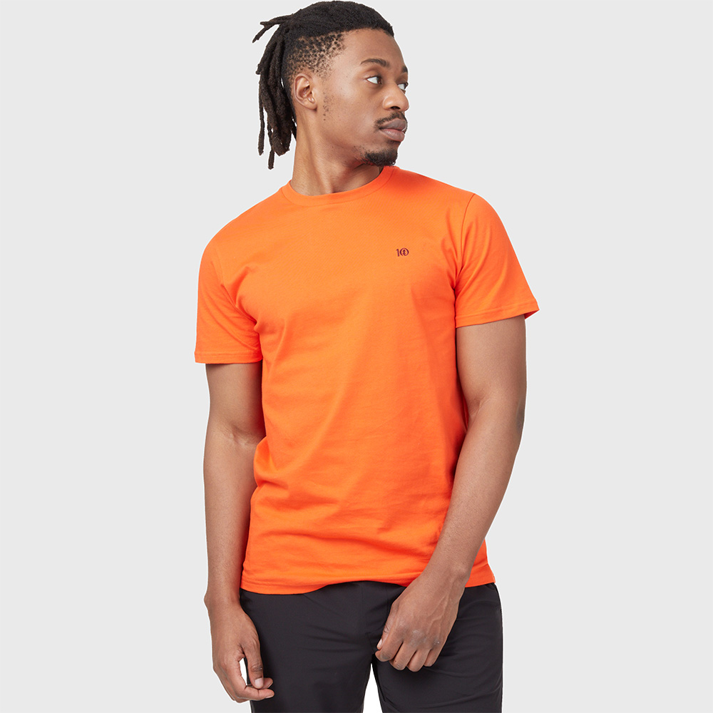 Tentree Mens Embroidered Ten T-Shirt (Electric Orange)