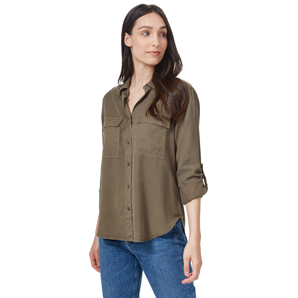 Tentree Womens Tencel Everyday Blouse (Olive Night Green)