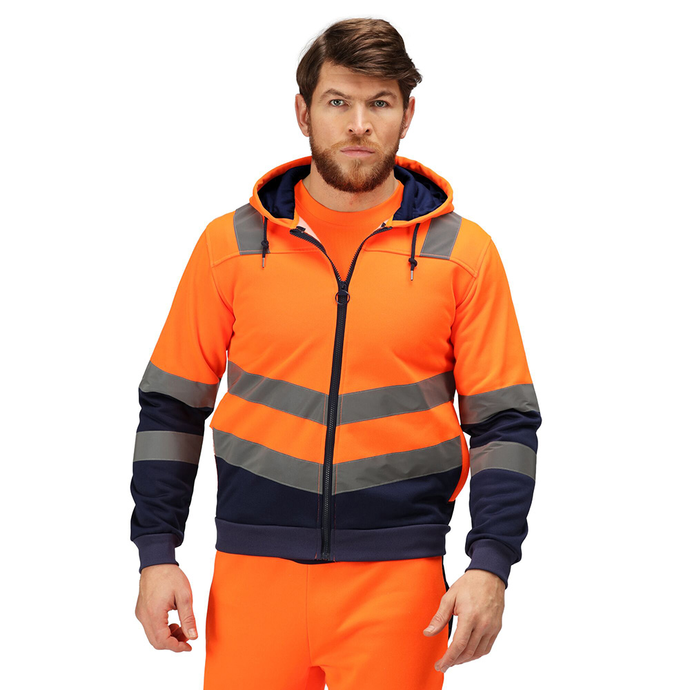 Regatta Professional Mens Pro Hi-Vis Full Zip Hoodie (Hi Vis Orange)