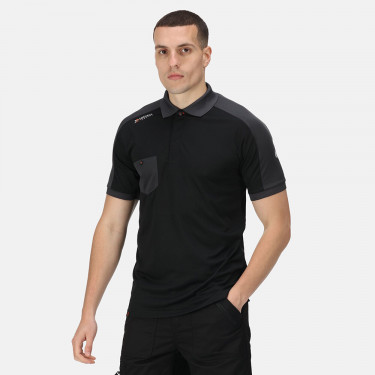 Regatta Professional Mens Offensive Wicking Polo Shirt (Black) - Model Front