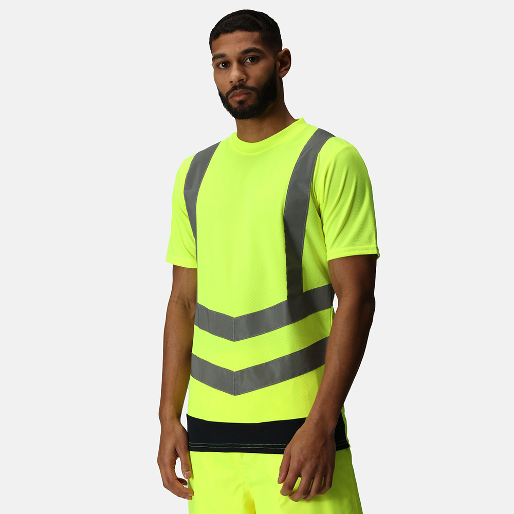 Regatta Mens Pro Hi Vis Short Sleeve T-Shirt (Yellow / Navy)