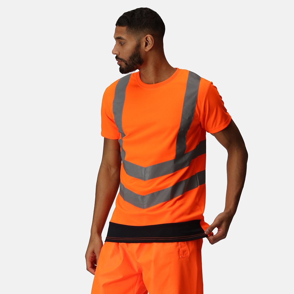 Regatta Mens Pro Hi Vis Short Sleeve T-Shirt (Orange / Navy)