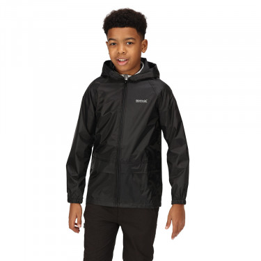 Regatta Kids Stormbreak Waterproof Jacket (Black) - Model front