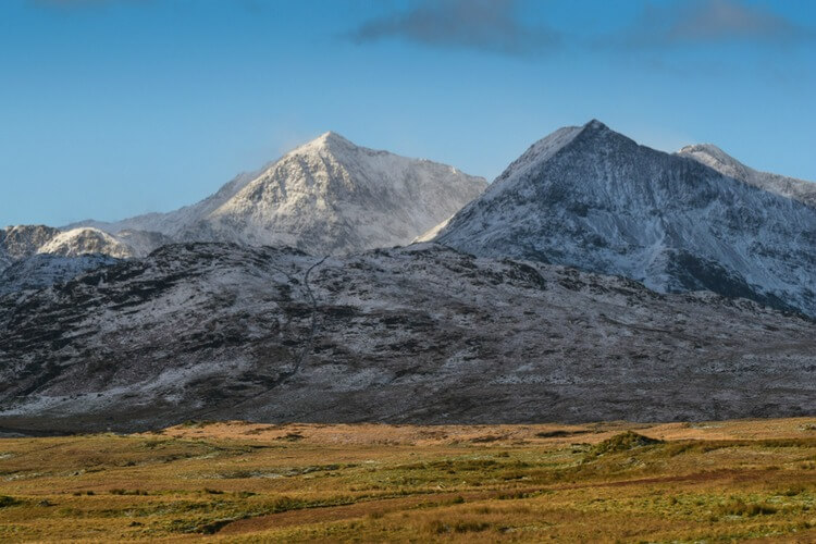 Mount Snowdon from across the grass