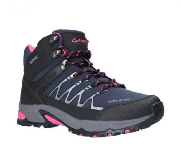 Cotswold Women’s Abbeydale Mid Hiking Boots
These Cotswold Abbeydale Mid Hiking Boots pack a lot into their fantastically affordable price. With a softshell hill and memory foam footbed moulds, these walking boots ensure optimum comfort during any adventure. 
These hiking boots also feature soft-touch lining, a padded gusset tongue, and a deep-cushioned collar – greatly suited to rough terrain hiking. 
Other handy features worth mentioning include a rear pull loop, upper-speed lacing hooks, and a traction rubber outsole offering great grip to keep you sure-footed.
Key features include:

Lightweight design. 
Breathable and a water-resistant softshell upper. 
Waterproof inner membrane. 
Memory foam. 

Shop Cotswold Women’s Abbeydale Mid Hiking Boots
