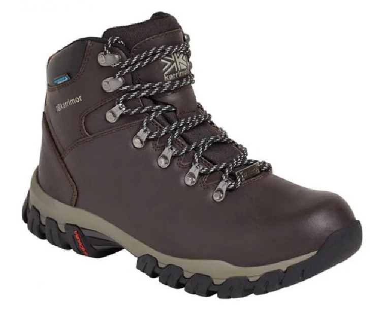 Karrimor Men’s Mendip 3 Leather Hiking Boots
This classy-looking, traditional leather walking boot option by Karrimor are suitable for everyone – from the casual rambler to the serious hiker. 
These walking boots are able to handle the toughest terrain and are fully waterproof, with a breathable membrane included. These hiking boots are also lightweight with a DynaGrip outsole, ensuring that you keep steady-footed on even the most adventurous terrain. 
 
