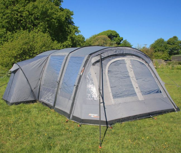 Vango Keswick II 600DLX Air Tent
Another superb option for first-time campers, we have the Keswick II 600 DLX Air Tent. This is without a doubt a great value-for-money tent, sleeping up to 6 people. 
This Vango tent features a patented TBS II stability system, darker lighted bedroom areas, pod extension, and living room storage pockets. This tent also has high and low ventilation to reduce a build-up of condensation, and inner doors that can be zipped up for privacy. Pitch time –  10 to 20 minutes.
Find out more about the Vango Keswick II 600DLX Air Tent
