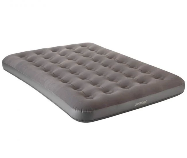 Vango Flocked Double Airbed
The soft flocked surface of this Vango airbed will provide a welcome and comfortable place to rest. The coil beam construction creates a strong and supportive structure, providing a great night’s sleep.
This is a superb option for those who appreciate rapid and hassle-free inflation and deflation, and it even comes with repair patches in case you find yourselves in an emergency!

