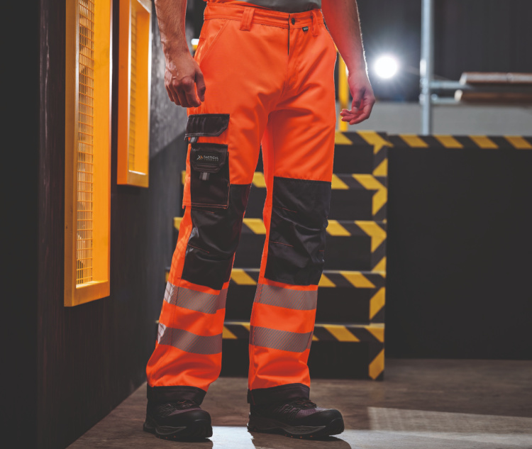 Hi-Vis Trousers
Hi-vis trousers are well-suited if you work in high-risk environments and can be used for engineering or roadside jobs. They are designed to protect against wind and rain while ensuring you stand out by being highly visible at all times.
Key Features:

Highly visible in dark environments
Ideal for those working outdoors
Often wind and rain-resistant

