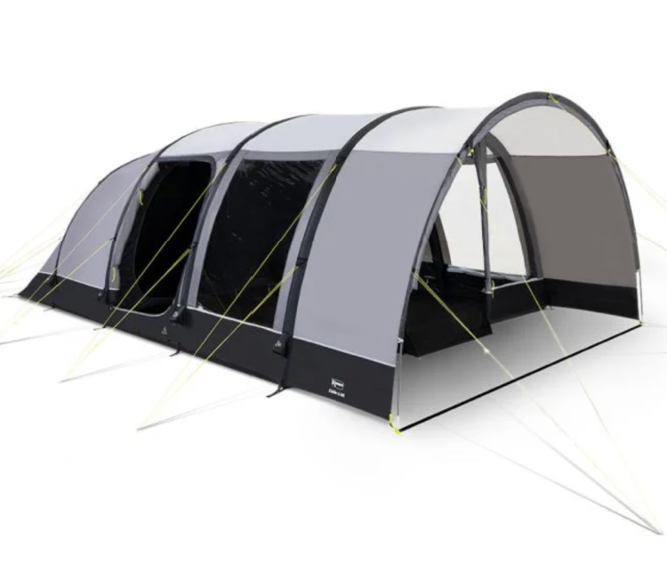 Kampa Kielder 6 Air Tent
Another Winfields exclusive that’s perfectly suitable for larger parties, the Kampa Kielder 6 Air Tent offers a functional tunnel design, with an array of handy features. 
Sleeping up to 6 people, some of the key features of this tent includes a spacious and comfortable living space, bug-free ventilation, window covers, heavy-duty zips for enhanced durability and weather-protected ventilation at the front and rear. It’s also worth mentioning that this tent is also available in other sizes, including a 4 or 5 person tent. Pitch time – 10 to 20 minutes.
Find out more about the Kampa Kielder 6 Air Tent
