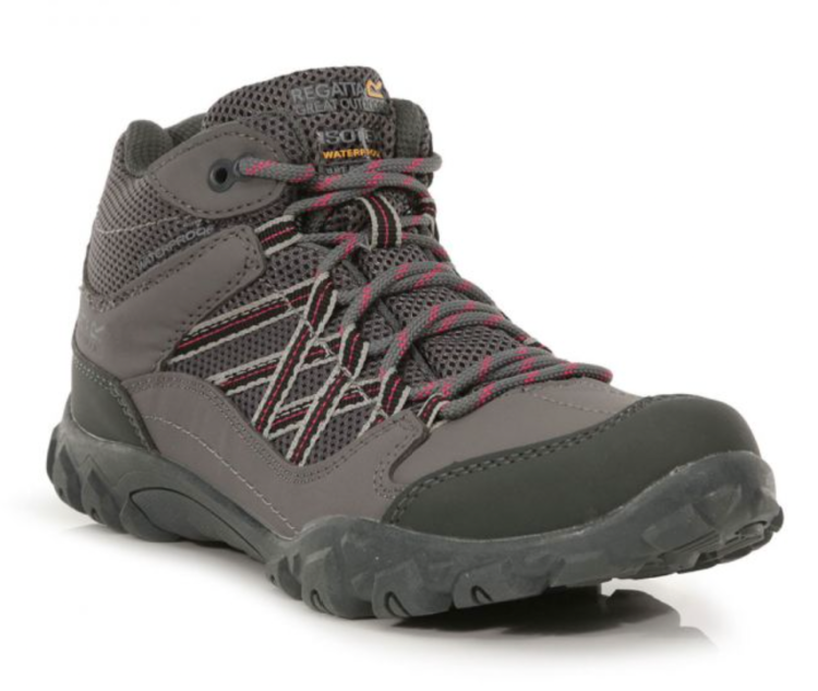 Regatta Womens Edgepoint Mid Waterproof Walking Boots
This Regatta creation is the perfect example of classic walking boots. A true all-rounder!
This superb footwear option from Regatta incorporates an abundance of modern technology to bring you the perfect boot for tackling the terrain. 
The Regatta Womens Edgepoint Mid Waterproof Walking Boots are enhanced with an Isotex membrane liner, ensuring even that even if you find yourself in the worst of the weather conditions – it won’t reach your feet. So, if you’re looking for an advanced walking boot that’ll keep you protected and comfortable all day long, this is the outdoor footwear option for you.  
Key features include:

Lightweight. 
Breathable and water-resistant. 
Isotex waterproof footwear.
Padded neoprene collar and mesh tongue.
Rubberised toe and heel bumpers.
Stabilising shank technology for underfoot protection and to reduce foot fatigue.

Shop Regatta Womens Edgepoint Mid Waterproof Walking Boots
