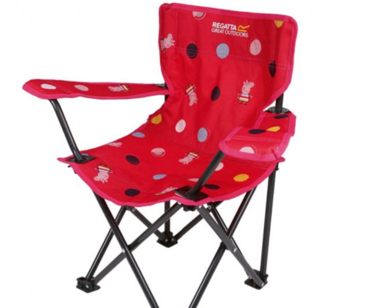 Folding camping chair
Kid’s foldaway chairs are safe, sturdy, and particularly lightweight. These types of chairs also come with all the usual benefits of an adult foldaway chair but are more child-friendly. 
This means that it’s normal for kid’s foldaway camping chairs to feature tougher fabric, child locks, safety features, and additional padding. The last thing you want is your child’s foldaway chair to collapse in on itself – so the child lock is essential.      
