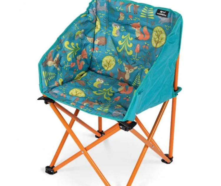 Mini tub camping chair   
Last but not least, a mini tub camping chair is also a fantastic choice. Mini tub chairs are super easy to transport around, they offer a compact folding feature, and offer great comfort. 
This practical yet fun addition to your camping equipment can come in a variety of different designs, with a common feature being additional padding along with the backrest area.
The wrap-around side feature of a mini tub chair also means that your little adventurer will be sheltered from the elements, such as unwanted draughts. 
 

