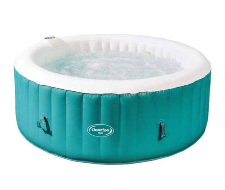 CleverSpa Inyo 4 Person Inflatable Hot Tub
Next, relax and unwind with the superb CleverSpa Inyo 4 Person Inflatable Hot Tub. 
The CleverSpa Inyo 4 Person Inflatable Hot Tub is an ultra-stylish addition, which boasts incredible innovative technology. The Inyo CleverSpa will comfortably accommodate up to 4 people, specially engineered to relax both the body and mind.
This incredible model holds an impressive 800L of water, specially constructed from Triple-S PVC fabric to ensure optimum comfort and durability. In addition, this inflatable hot tub takes less than 5 minutes to take its full form. 
The CleverSpa offers unparalleled comfort and longevity for years of relaxation, further enhanced with 365 FreezeGuard – perfect for all-year-round use. This inflatable hot tub has an insulated locking top cover and a 5M power cable included. 
Key features of the CleverSpa Inyo 4 Person Inflatable Hot Tub include: 

Ultra stylish and modern design. 
Incredible value for money. 
110 individual relaxing air jets. 
Built-in pump system. 
Built-in heating system. 
Perfect for all-year-round use. 
Ultra-durable.
800L water capacity. 
Inflate time is less than 5 minutes. 
Dimensions – 1.80m Diameter x 0.65m High. 

Discover the CleverSpa Inyo 4 Person Inflatable Hot Tub now
