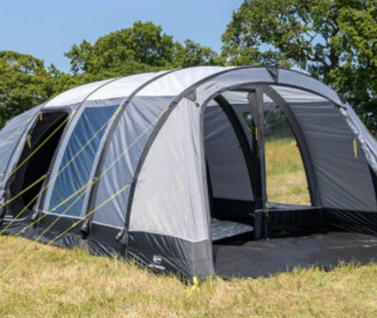 Kampa Kielder 5 Air Deluxe Tent
Found exclusively at Winfields, the Kampa Kielder 5 is an exceptional air tent that’s ideal for families or groups of friends looking to spend the weekend away. The Kampa AirFrame technology makes assembly simple, so you have even longer to spend on exploring the local area.
Key features include:

A 250cm deep living area to give you plenty of space to relax and enjoy quality time together.
Mesh-backed inner and side doors for bug-free ventilation.
A fully sewn-in, waterproof groundsheet to keep you (and your belongings) protected from the cold and damp.
Darkened sleeping quarters at the back of the air tent help you get an excellent night’s rest after a long day of exploring.

