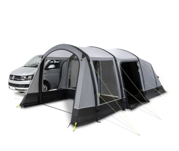 Kampa Touring Air VW Drive Away Awning L/H
Last, but certainly not least, we have the Kampa Touring Air VW Drive Away Awning L/H.
Specially designed for maximum space, this awning sits neatly alongside your vehicle without extending beyond your pitch. A choice of connection methods make attachment to your vehicle simple, whilst the connection tunnel itself features a good-sized side door and is spacious enough to use as additional storage.
This is the left-hand configuration version of the awning and has drive-away capability to reserve your pitch when you are off exploring for the day. The right-hand version is also available.
 
