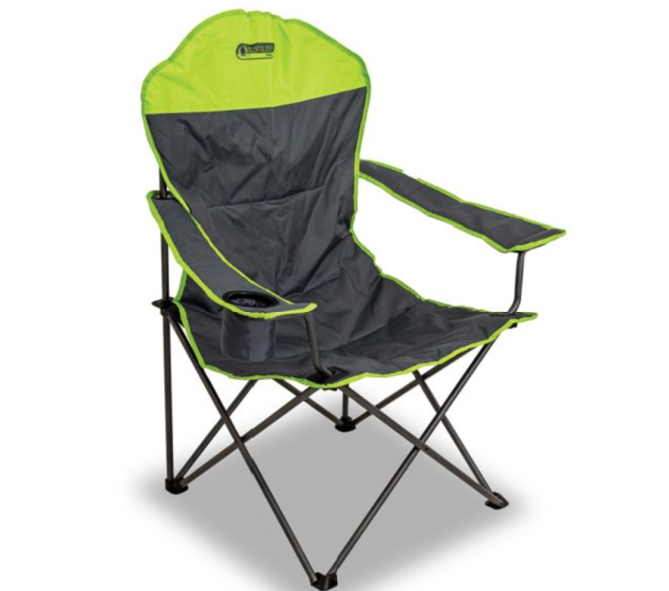 Standard camping chair
If you’re looking for a chair that’s great for dining alfresco, picnics, or for outside entertainment such as music festivals – a standard camping chair will do more than just suffice. 
Your standard foldaway camping chair will be compact, lightweight, and provide you with much-needed comfort in any outdoor setting. 
These days, a classic foldaway chair can come in a variety of different shapes and designs, along with those all-important extra features – so comfort is ensured. 
Check out our range here. 
