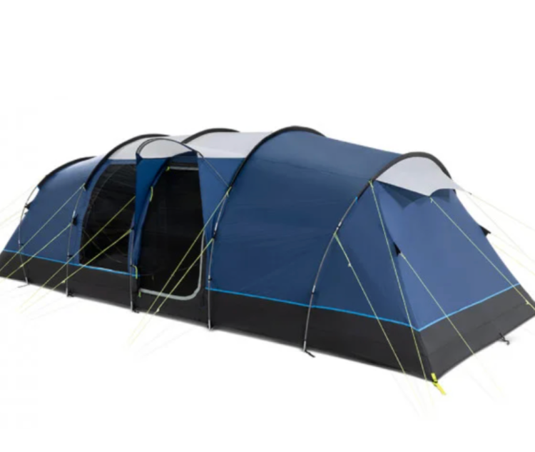 Kampa Watergate 8 Man Tent
Families come in all shapes and sizes, which means family tents need to as well. For the ultimate roomy camping experience, we recommend the Kampa Watergate, which can easily sleep eight people. This vis-a-vis tent has a tunnel-style design, which affords you maximum floor space by separating the bedrooms with a living space. Plus, having a bedroom on either side of the main area offers greater privacy – ideal for family camping trips with older teens or friends.
Key features:

Kampa’s Weathershield™ 68D durable and lightweight polyester is easy to handle and offers high weather resistance to keep you and your family safe and dry whilst you’re away.
Fibreglass poles ensure the tent is lightweight, but still structurally durable. 
Measuring 2800 x 7000 mm, the Kampa Watergate has plenty of room to sleep up to eight people comfortably.

